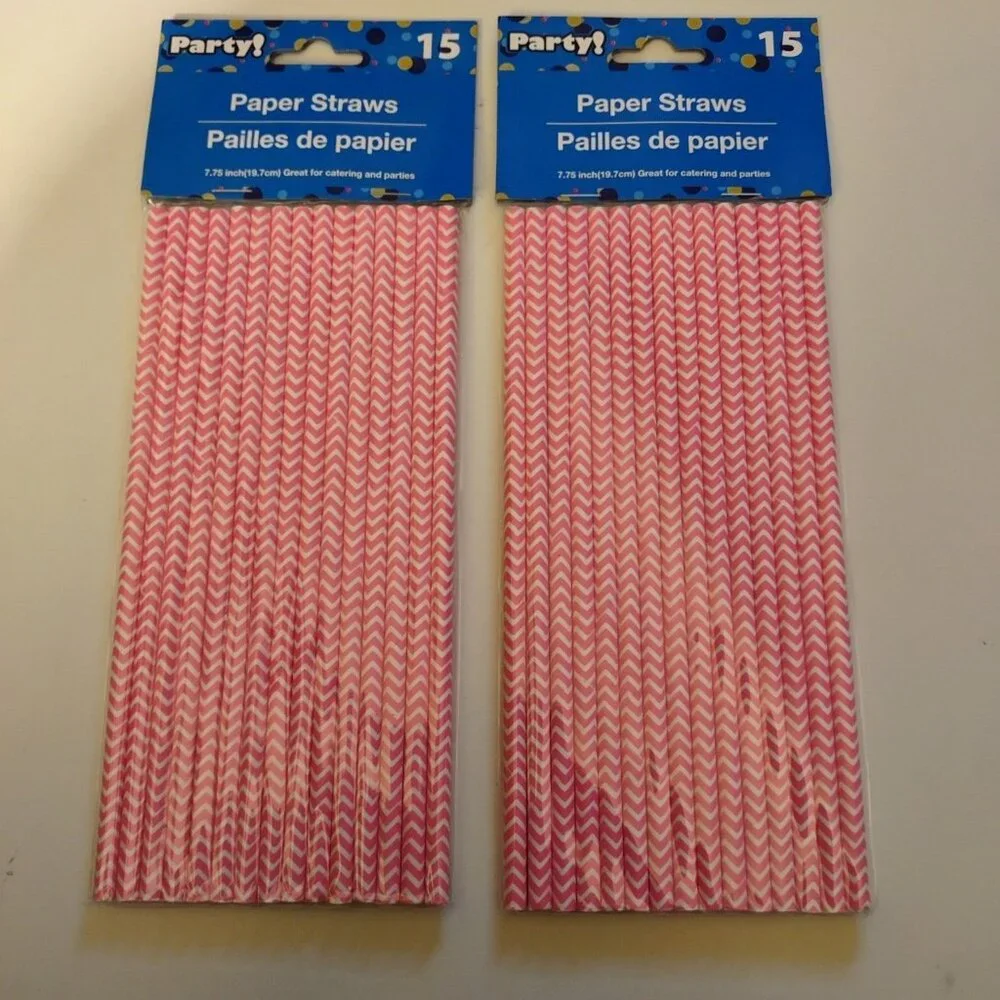 30 PARTY! -COLORFUL PAPER STRAWS- 2 PACKS-NEW